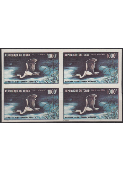 CHAD francobollo tematica Uccelli Yvert e Tellier  A88 non dentellato in quartina